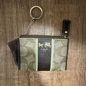 Coach Brown and Tan Keychain Wallet